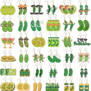 36 Pairs Christmas Pickle Earrings Bulk Funny Holiday Drop Jewelry for Women